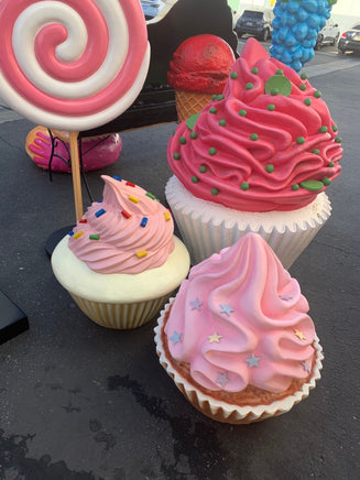 Hot Pink Frosting Vanilla Cupcake Over Sized Statue - LM Treasures 