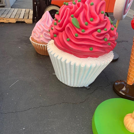 Hot Pink Frosting Vanilla Cupcake Over Sized Statue - LM Treasures 