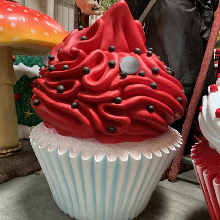 Red Frosting Vanilla Cupcake Over Sized Statue - LM Treasures 