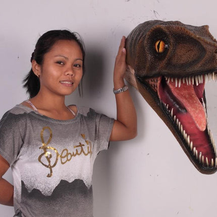 Velociraptor Dinosaur Head Life Size Statue - LM Treasures 