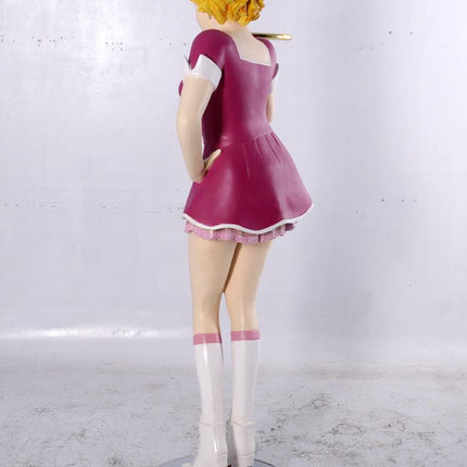 Roller Skater Waitress In Matte Pink Life Size Statue - LM Treasures 