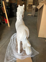 White Majestic Pony Life Size Statue - LM Treasures 