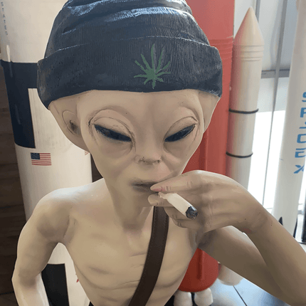 Smoking Alien Standing Life Size Statue - LM Treasures 