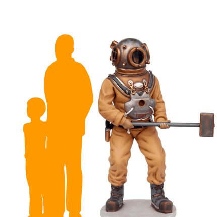 Deep Sea Diver With Hammer Life Size Statue - LM Treasures 