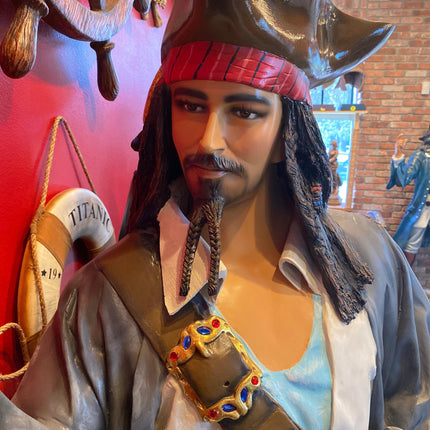 Pirate on Barrel Holding a Beer Life Size Statue - LM Treasures 