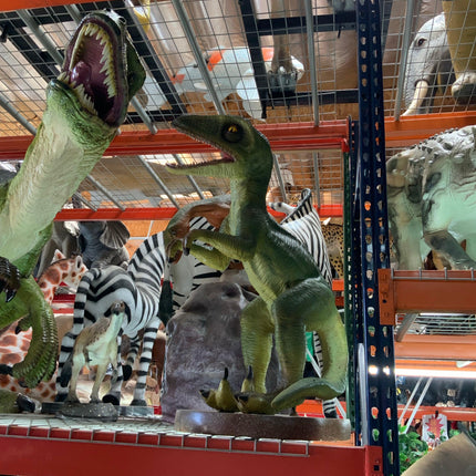 Green Baby Raptor Dinosaur Statue - LM Treasures 