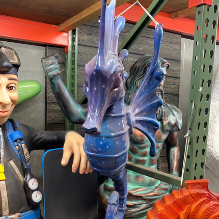 Jumbo Blue Seahorse Statue - LM Treasures 