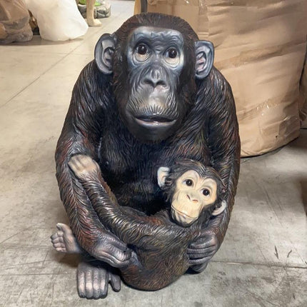 Monkey With Baby Life Size Statue - LM Treasures 