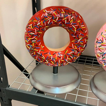 Red Donut Over Sized Statue - LM Treasures 