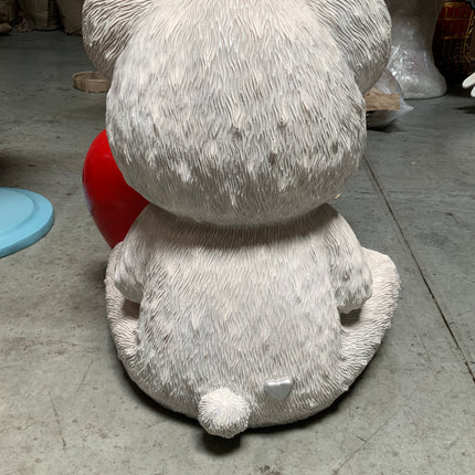 White Teddy Bear With Heart Over Sized Statue - LM Treasures 
