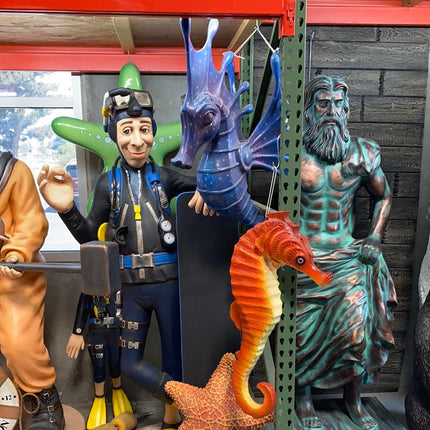 Jumbo Blue Seahorse Statue - LM Treasures 