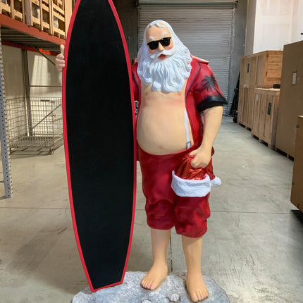 Santa Claus With Surfboard Life Size Christmas Statue - LM Treasures 