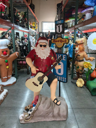 Travelling Santa Claus With Guitar Life Size Christmas Statue - LM Treasures 