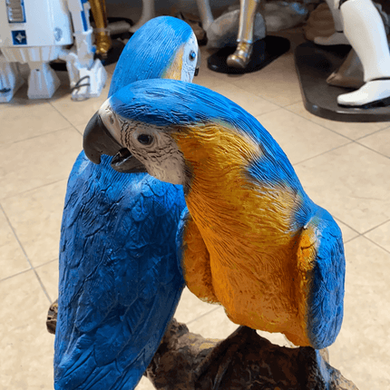 Blue Gold Macaw Lover Parrot On Branch Statue - LM Treasures 