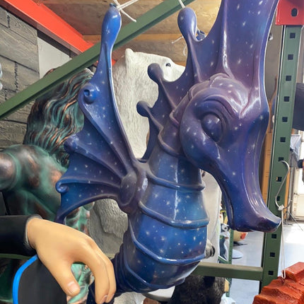 Jumbo Blue Seahorse Statue - LM Treasures 