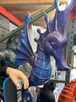 Jumbo Blue Seahorse Statue - LM Treasures 