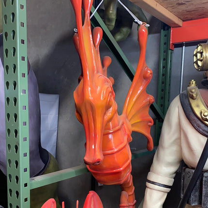 Jumbo Orange Seahorse Statue - LM Treasures 