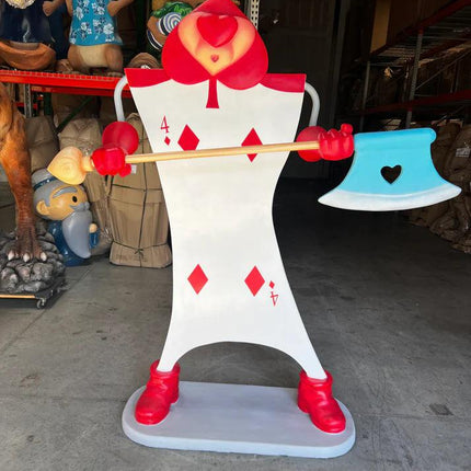 Heart Playing Card With Axe Life Size Statue - LM Treasures 