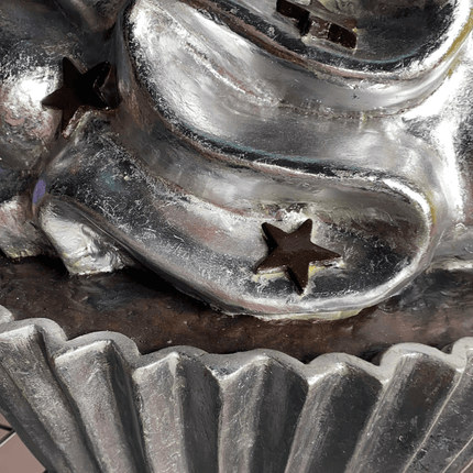 Silver Chocolate Cupcake With Stars Over Sized Statue - LM Treasures 