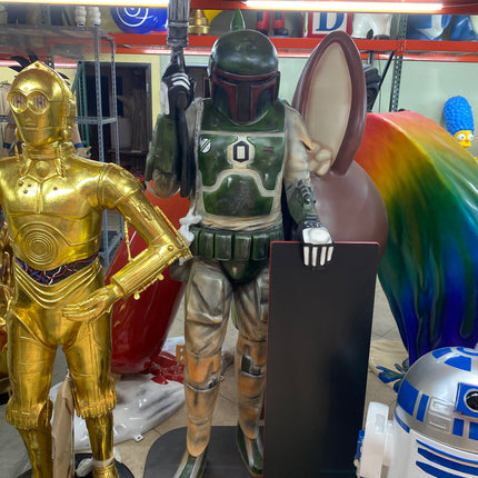 Green Boba Space Trooper Menu Board Life Size Statue - LM Treasures 