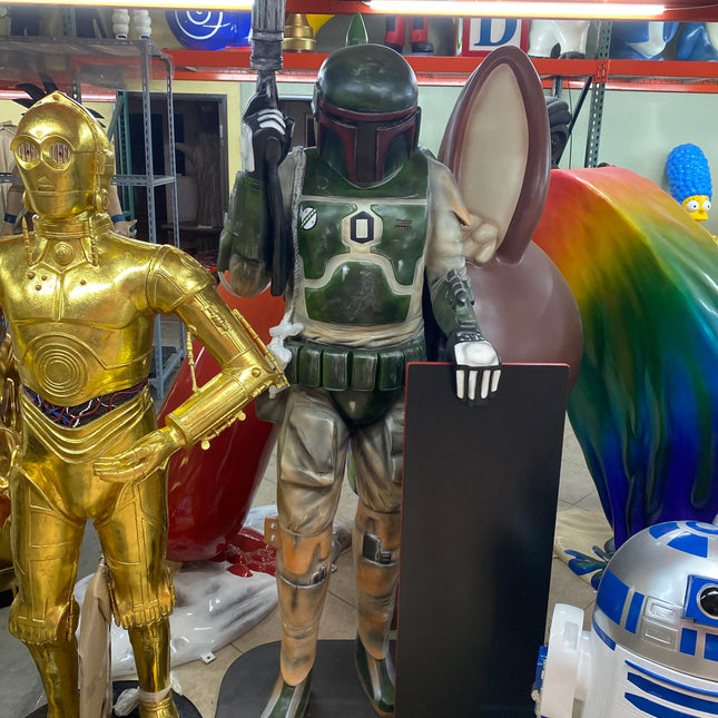 Green Boba Space Trooper Menu Board Life Size Statue LM Treasures - A