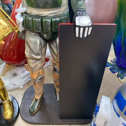 Green Boba Space Trooper Menu Board Life Size Statue - LM Treasures 
