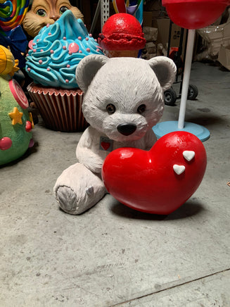 White Teddy Bear With Heart Over Sized Statue - LM Treasures 