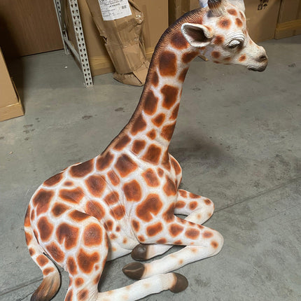 Laying Baby Giraffe Life Size Statue - LM Treasures 