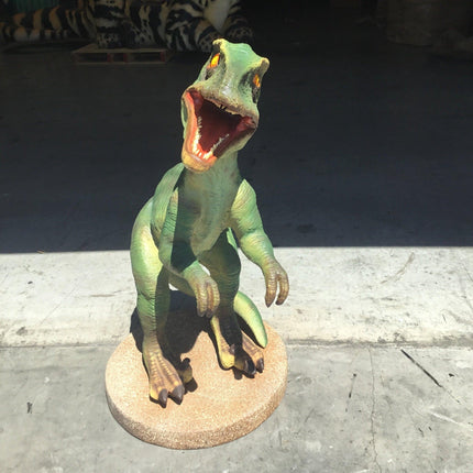 Green Baby Raptor Dinosaur Statue - LM Treasures 