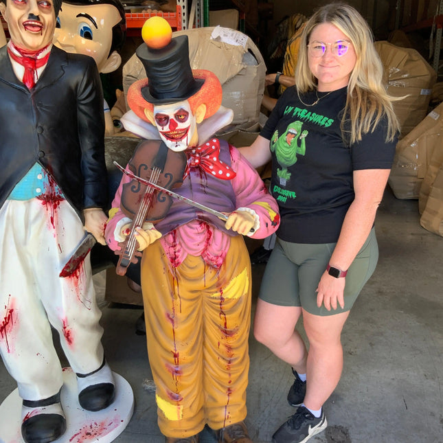 Scary Clown Playing Violin Life Size Statue LM Treasures - A