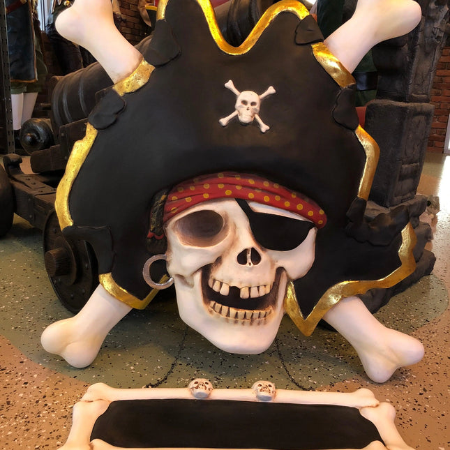 Pirate Skull Cross Bone Sign Statue LM Treasures - A