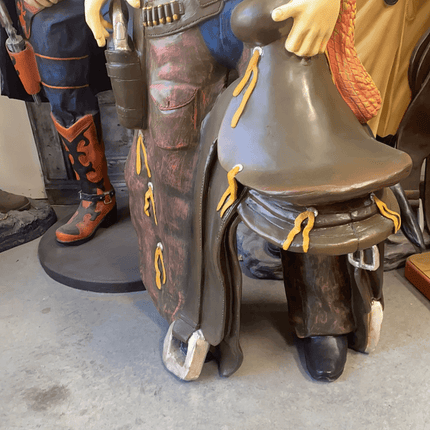 Western Cowboy With Saddle Life Size Statue - LM Treasures 