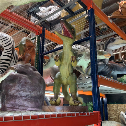 Green Baby Raptor Dinosaur Statue - LM Treasures 
