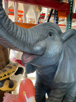Baby Sitting Elephant Trunk Up No Tusks Statue - LM Treasures 