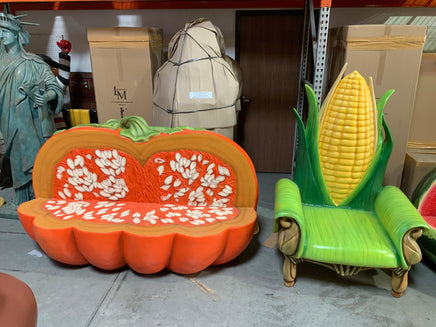 Pumpkin Bench Life Size Statue - LM Treasures 