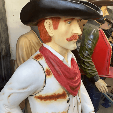 Western Cowboy With Saddle Life Size Statue - LM Treasures 