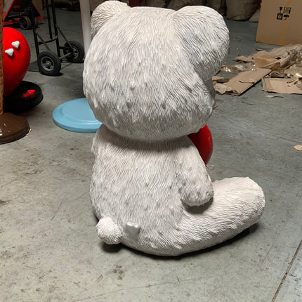 White Teddy Bear With Heart Over Sized Statue - LM Treasures 