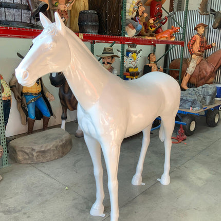 White Horse Standing Life Size Statue - LM Treasures 