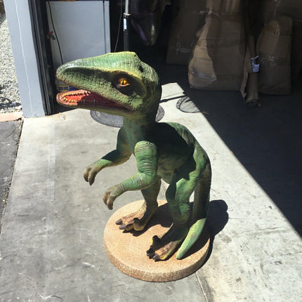 Green Baby Raptor Dinosaur Statue - LM Treasures 