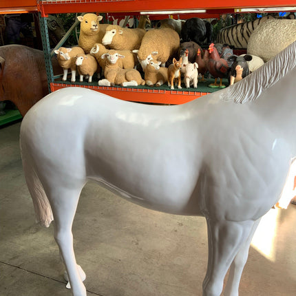 White Horse Standing Life Size Statue - LM Treasures 