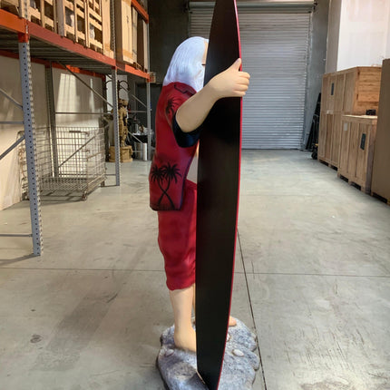 Santa Claus With Surfboard Life Size Christmas Statue - LM Treasures 
