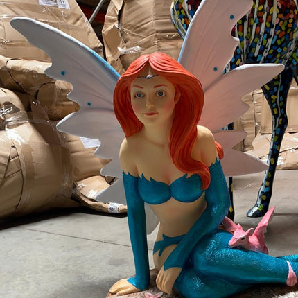 Small Blue Fairy Life Size Statue - LM Treasures 