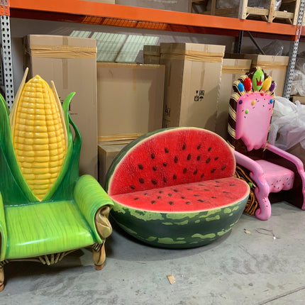 Watermelon Bench Life Size Statue - LM Treasures 