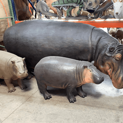 Gray Baby Hippo Life Size Statue - LM Treasures 