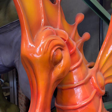 Jumbo Orange Seahorse Statue - LM Treasures 