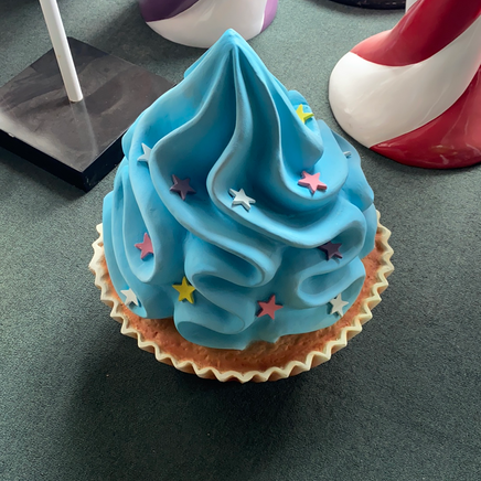 Blue Cupcake With Stars Over Sized Statue - LM Treasures Life Size Statues & Prop Rental