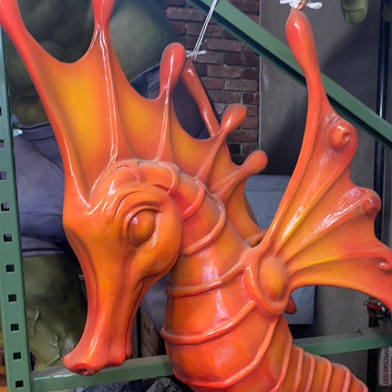 Jumbo Orange Seahorse Statue - LM Treasures 
