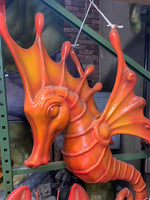 Jumbo Orange Seahorse Statue - LM Treasures 