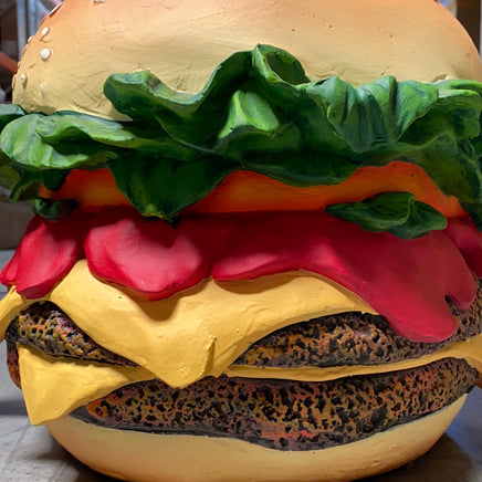 Double Cheeseburger With Bracket Over Sized Statue - LM Treasures Life Size Statues & Prop Rental