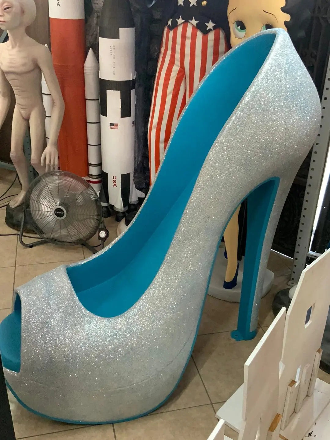 Blue Stiletto High Heel Shoe Over Sized Statue LM Treasures – LM